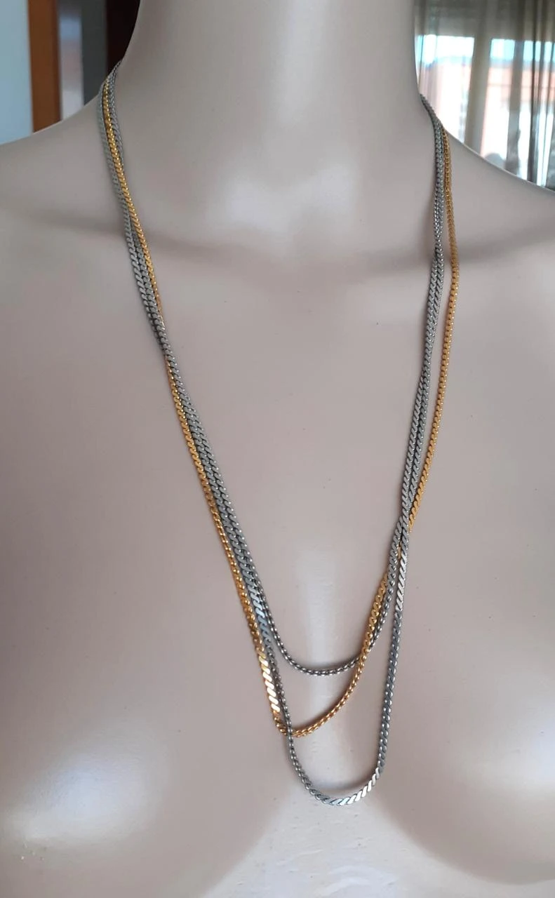 Vintage silver and gold layered gourmet '80 necklace – photo 6